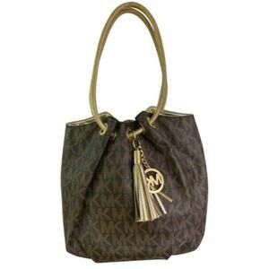 michael kors bag large all over brown gold coated